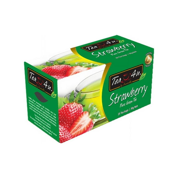 Tea4U Green Tea, Strawberry. 25 Teabags