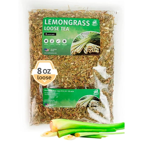 TeaDreamTea Lemongrass Tea Loose Leaf – 8 oz Loose Leaf Herbal Tea – Tea With Lemongrass – Lemongrass Teas – Caffeine Free