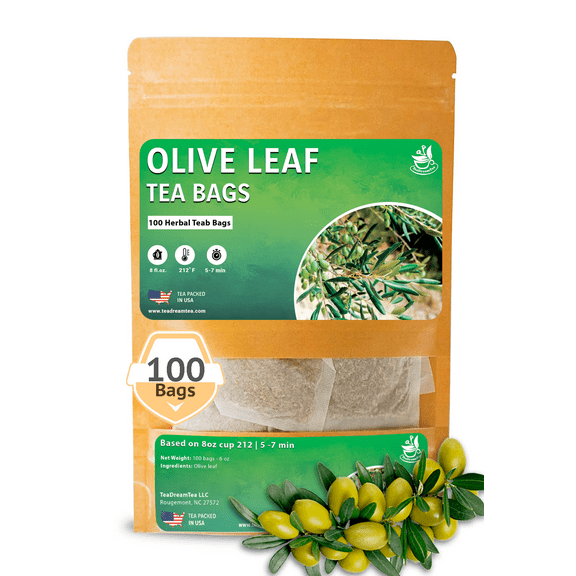 TeaDreamTea Olive Leaf Tea 100 Bags - Set Olive Tea - Herbal Tea Bags (100 count) - Caffeine Free - Loose Leaf Herbal Tea - Olive Leaf Tea For High Blood Pressure