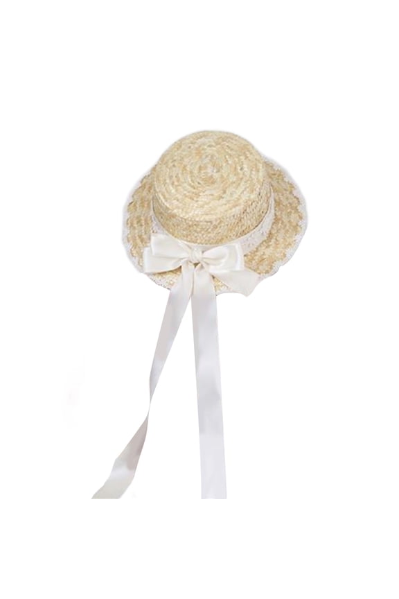 TeaParty SunHat Wide Brim Straw Boater Hat Women Ribbon Straw Hat Straw Beachs Hat Bows Straw Hat SunHat