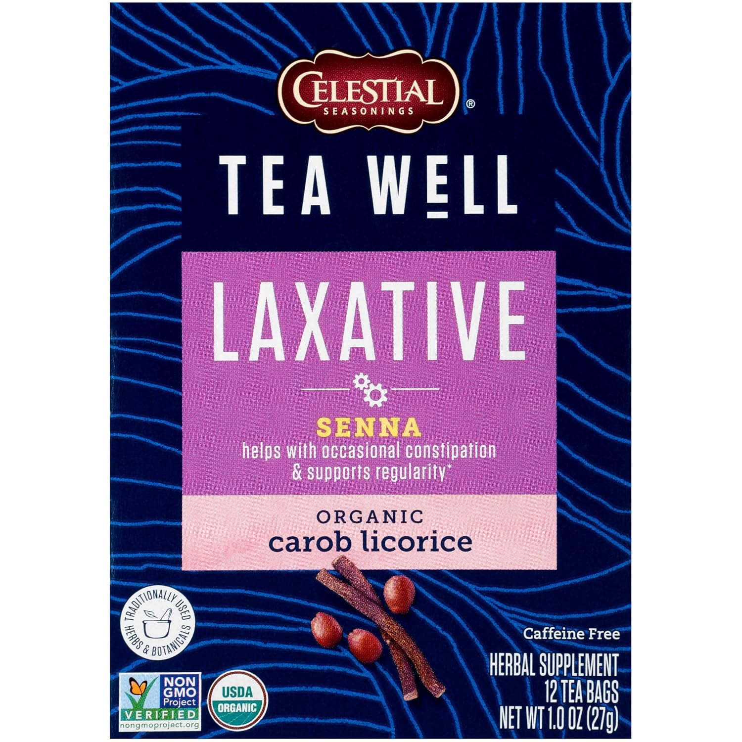 TeaWell Tea, Laxative, Organic Carob Licorice, 12 Count