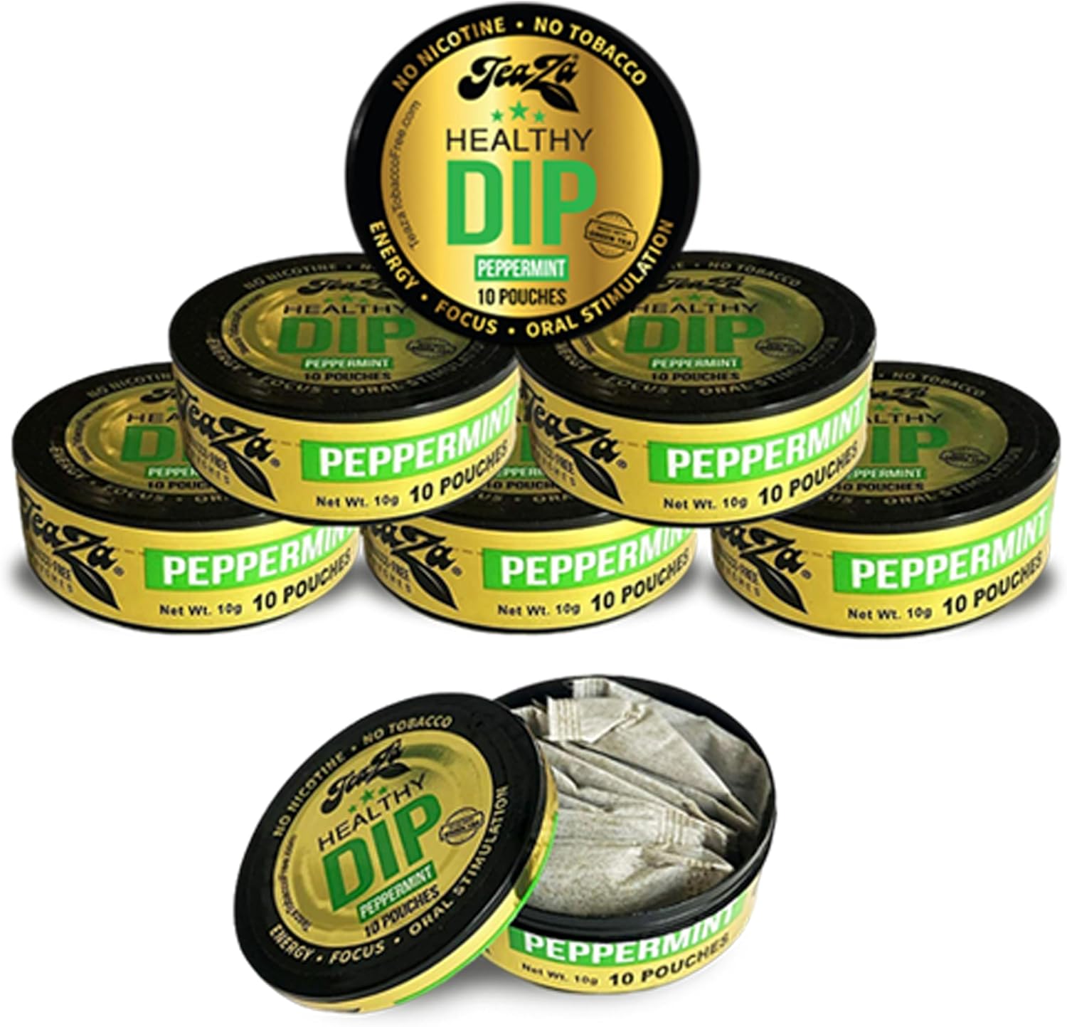 TeaZA Herbal Energy Pouches, Nicotine Free Tobacco Free Smokeless