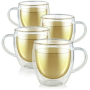Teabloom CLARITY® Double Walled Cups – Insulated Glass Cups for Tea - 8oz / 250ml (Set of 4)
