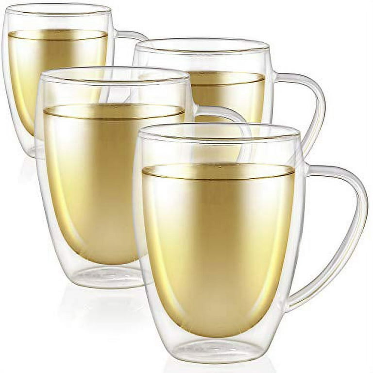 Teabloom CLEAR BLISS® DOUBLE WALL GLASS TEA CUPS-Set of 4