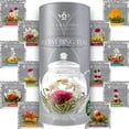 thumbnail image 1 of Teabloom Flowering Tea - 12 Unique Varieties of Fresh Blooming Tea Flowers - Hand-Tied Natural Green Tea Leaves & Edible Flowers - 12-Pack Gift Canister - 36 Steeps, Makes 250 Cups, 1 of 3