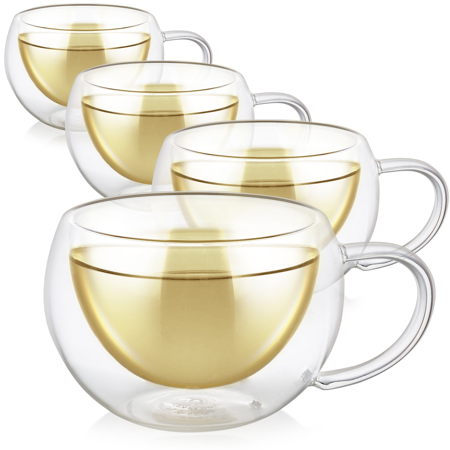 Teabloom 6oz Clear Borosilicate Double Walled Glass Cups Set