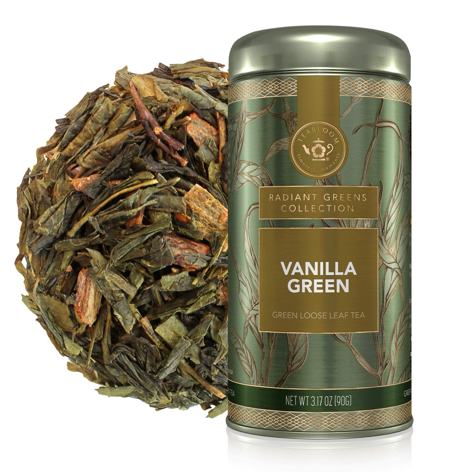 Teabloom Organic Green Tea, Vanilla Green Loose Leaf Tea, Natural ...