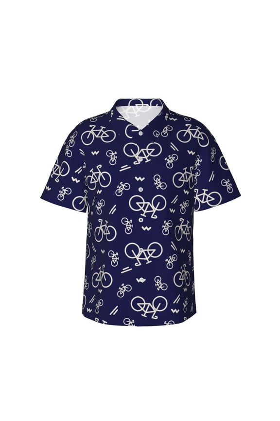 Bicycle1 for Men's Short Sleeve Hawaiian Shirt, Button Down Shirt for Beach Vacation,Large