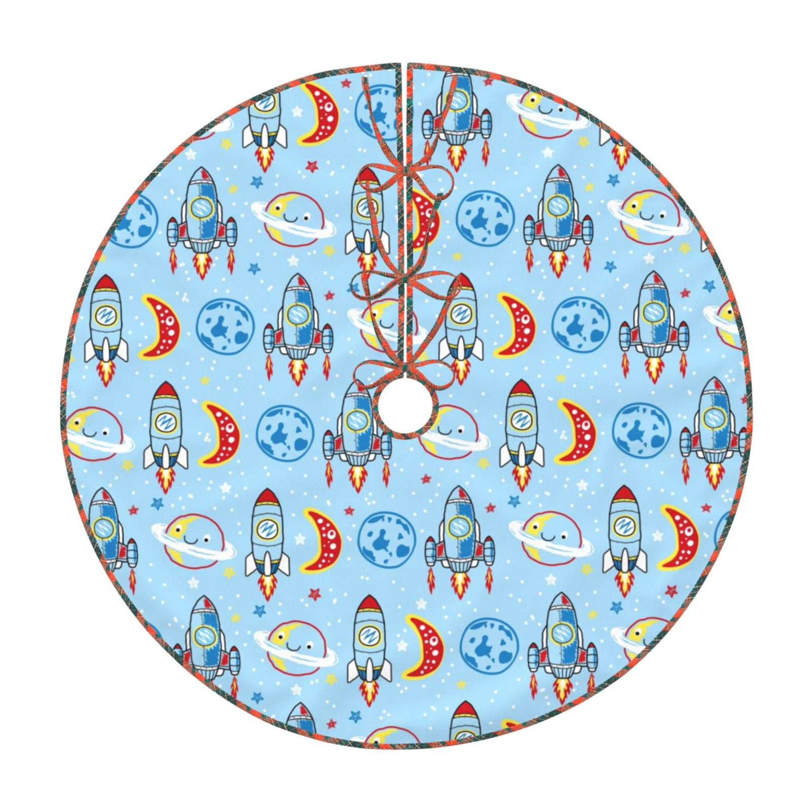 Teaboi Cartoon Rocket With Space for Christmas Tree Skirt, Christmas ...