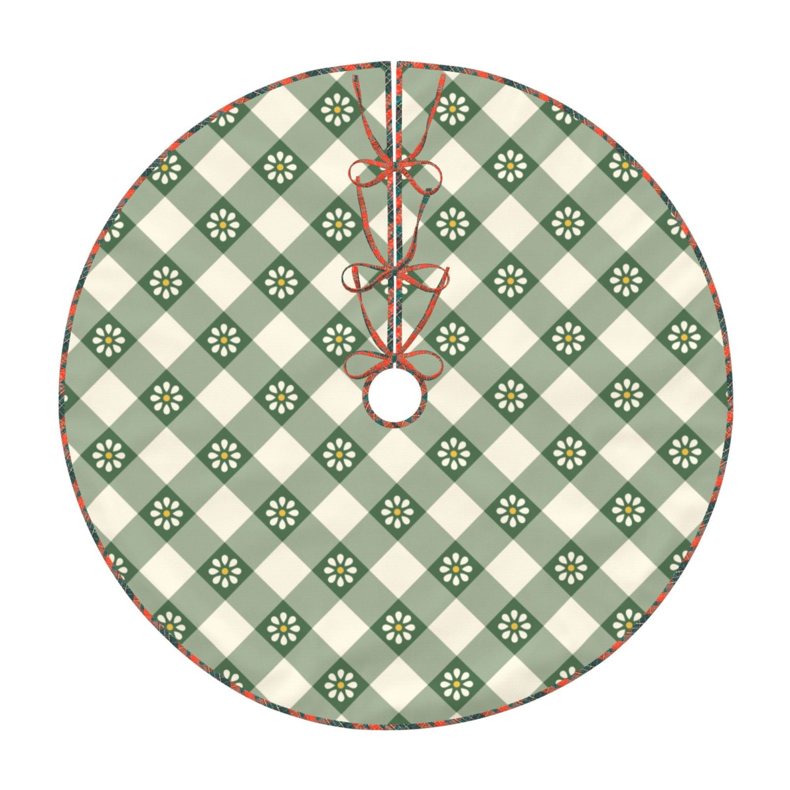 Teaboi Daisy Plaid Green for Christmas Tree Skirt, Christmas Tree ...