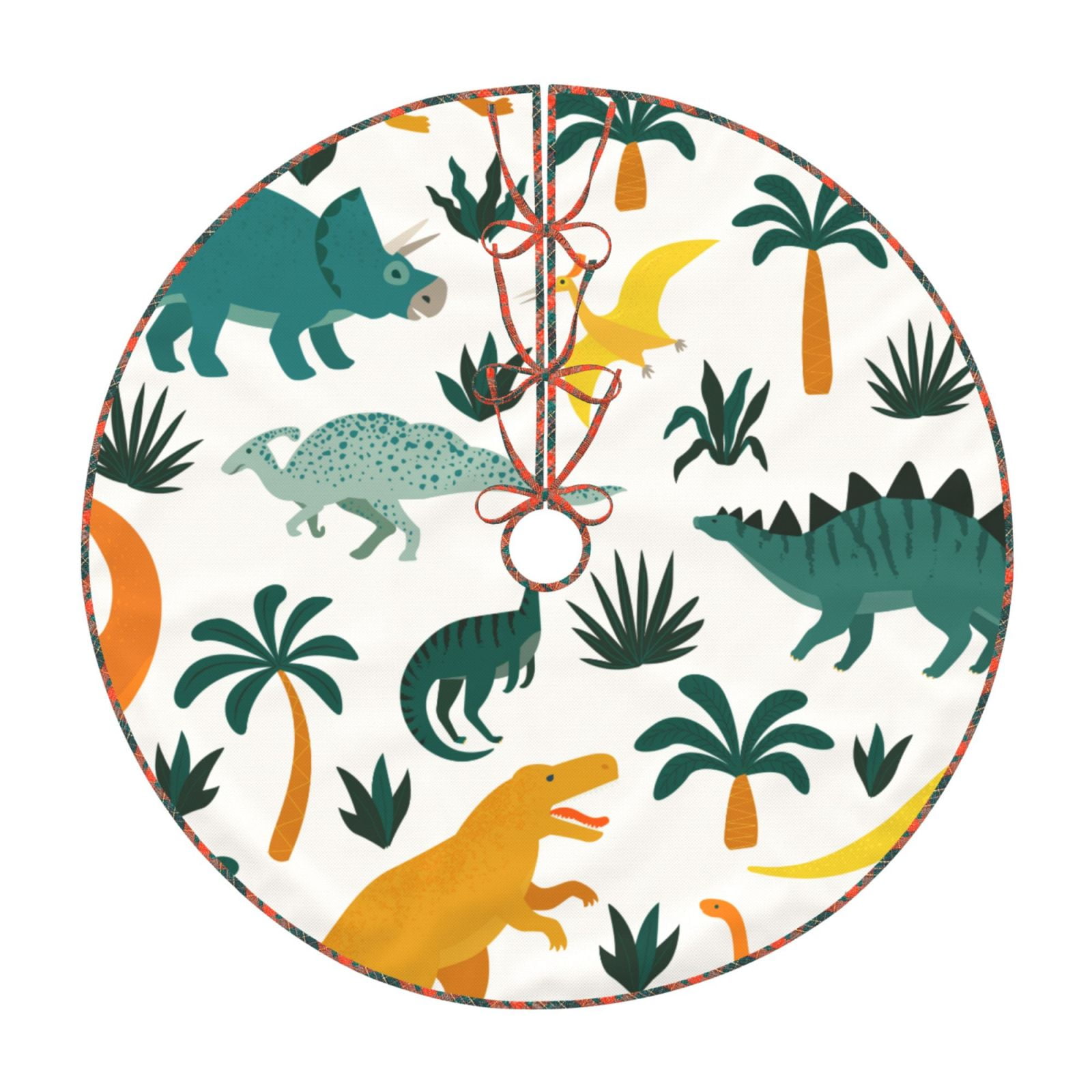 Teaboi Dinosaurs and Tropical Leaves for Christmas Tree Skirt ...