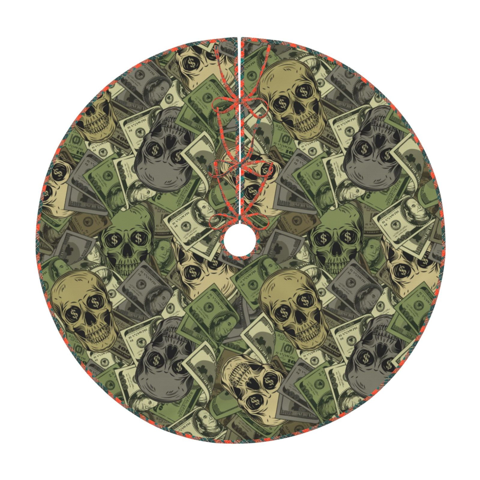 Teaboi Green Skulls for Christmas Tree Skirt, Christmas Tree Decoration ...