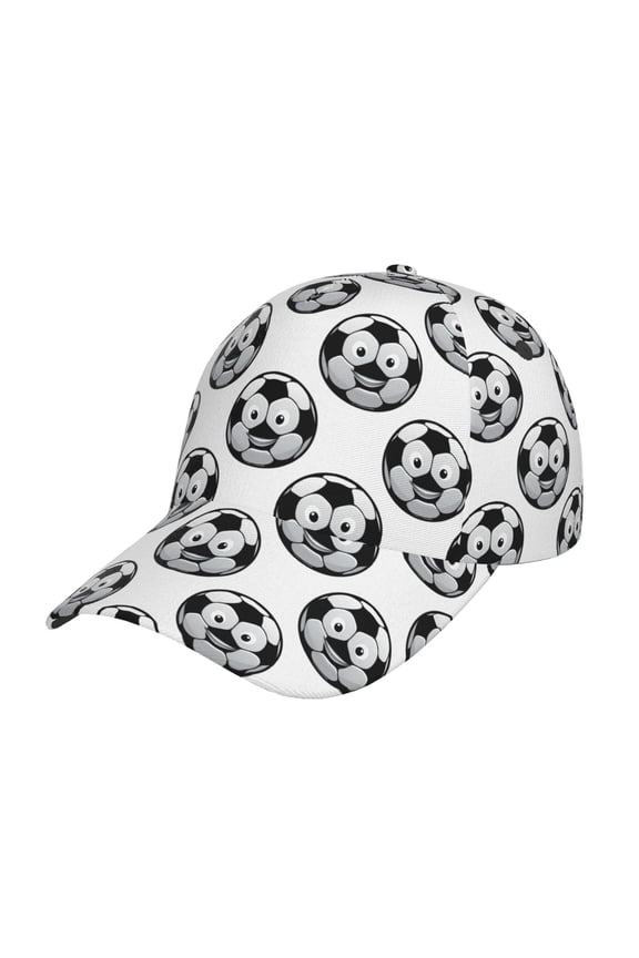 Happy Soccer Pattern Baseball Cap, UV Protection Adjustable Sports Cap, Outdoor Hat for Men and Women