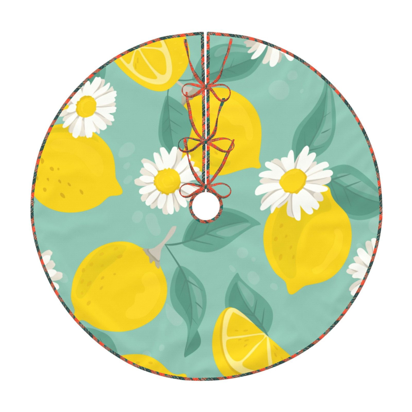Teaboi Lemons Chamomile Flowers And Leaves for Christmas Tree Skirt ...