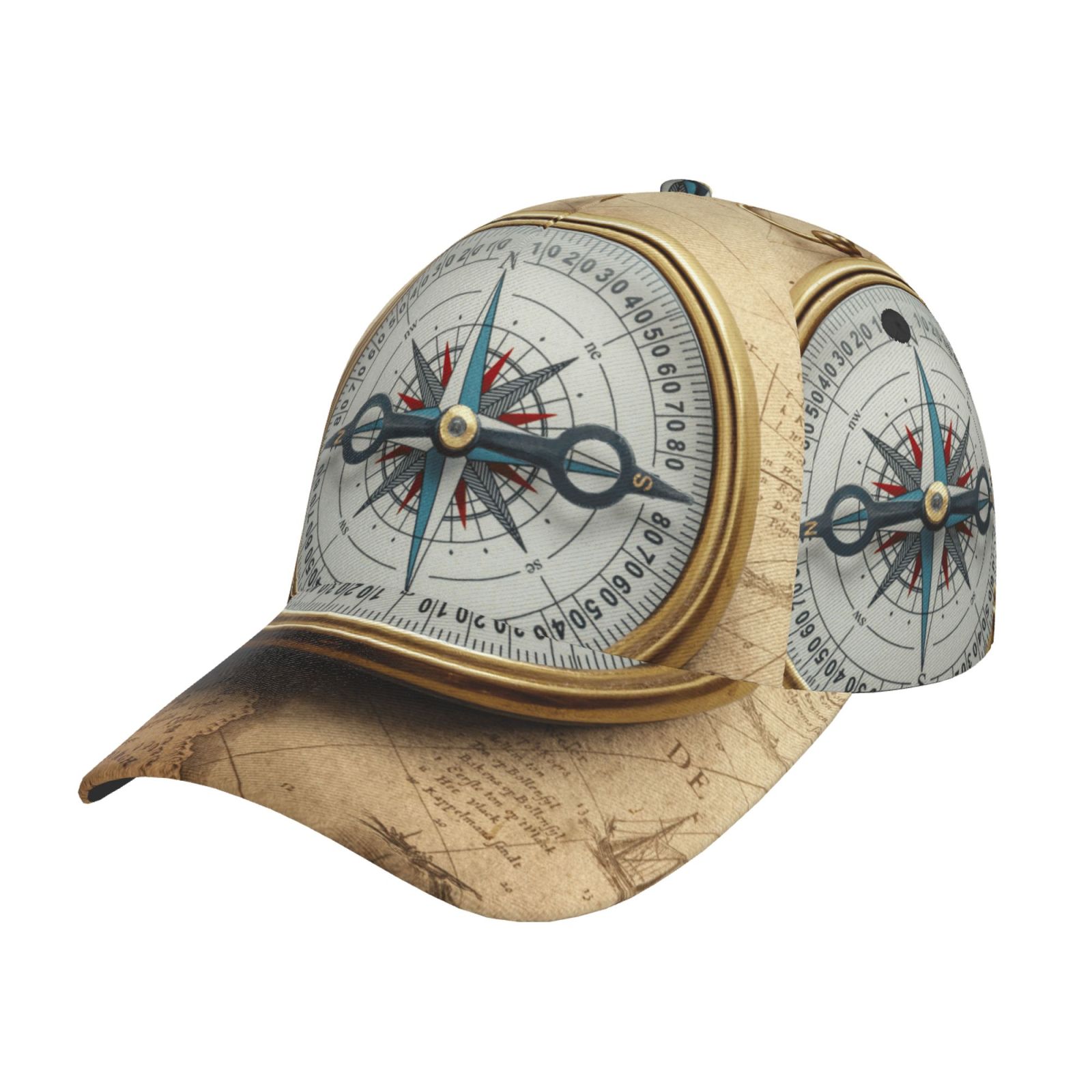Teaboi Magnetic Old Compass On World Map Pattern Baseball Cap, UV ...