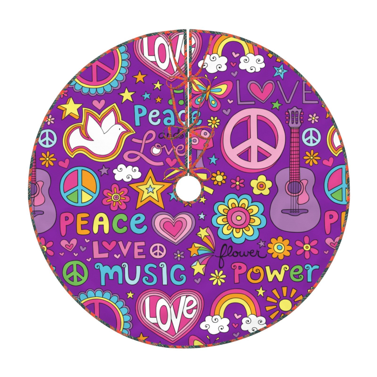 Teaboi Peace Love and Dove Flower Power for Christmas Tree Skirt ...