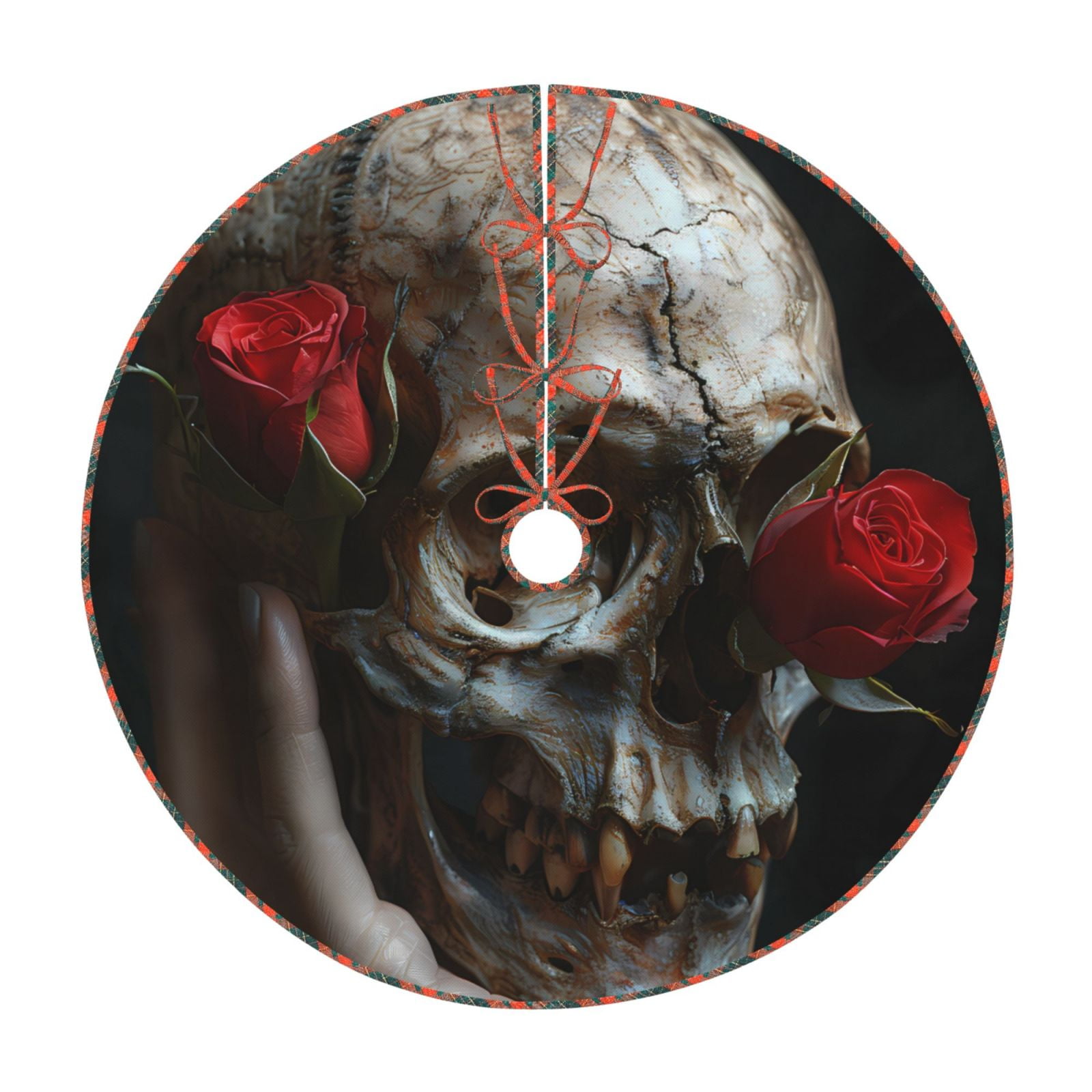 Teaboi Realistic Rose Skull for Christmas Tree Skirt, Christmas Tree ...
