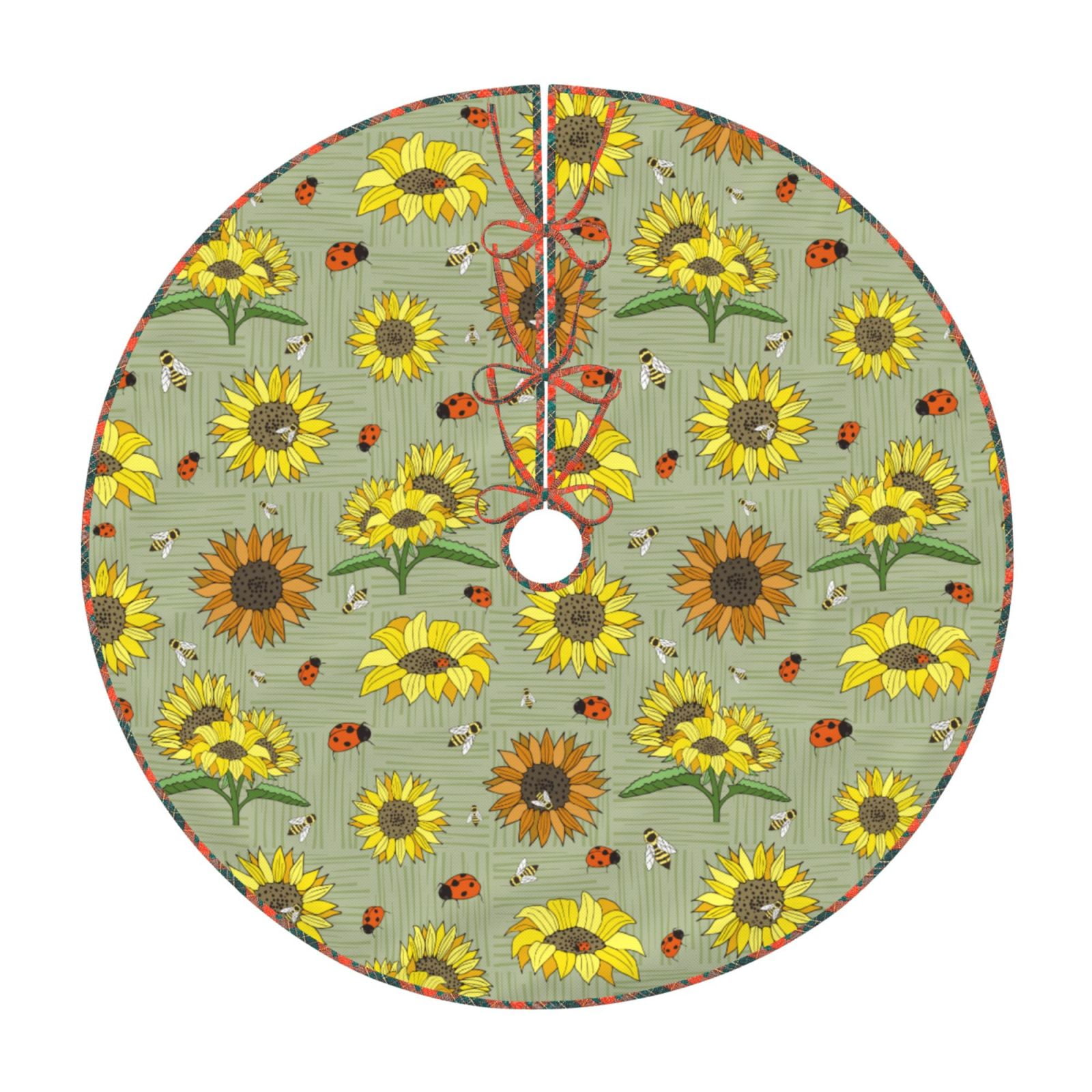 Teaboi Sage Green With Sunflowers for Christmas Tree Skirt, Christmas ...