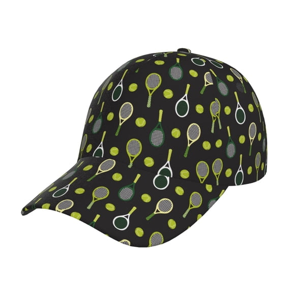 Teaboi Tennis Rackets Pattern Baseball Cap, UV Protection Adjustable Sports Cap, Outdoor Hat for Men and Women