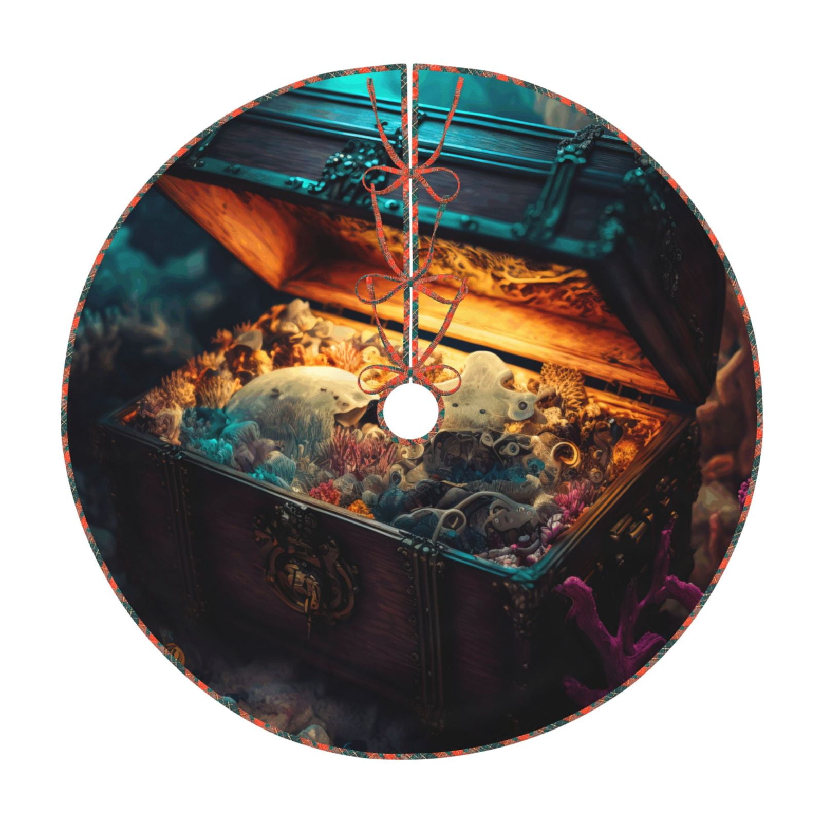 Teaboi Underwater Treasure Chest for Christmas Tree Skirt, Christmas ...