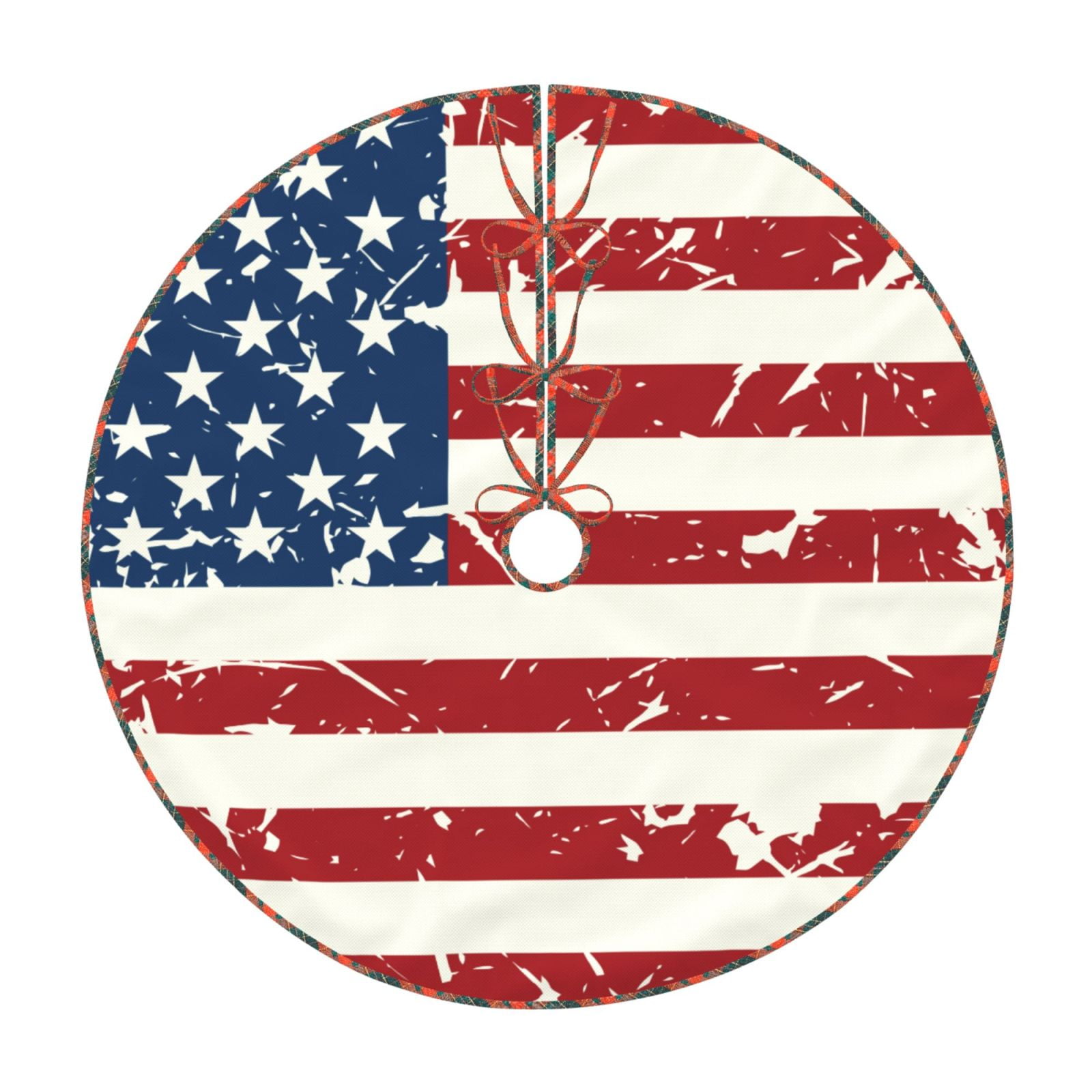 Teaboi Vintage American Flag for Christmas Tree Skirt, Christmas Tree ...