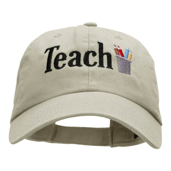 Teach Embellished Phrase Embroidered Unstructured Cotton Twill Cap - Putty OSFM