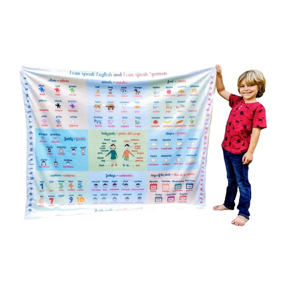 Birdy Boutique English-Spanish Educational Blanket – 50x60 Reversible Kids Learning Throw