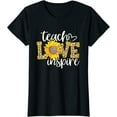 thumbnail image 1 of Teach Love Inspire Cute Sunflower Leopard Cheetah Print T-Shirt, 1 of 3