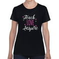 thumbnail image 1 of Teach Love Inspire Hearts Graphic Women Black T-Shirt, Female Small, 1 of 4