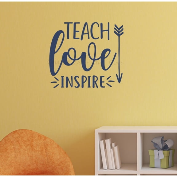 Teach Love Inspire Inspirational Quotes for Wall Decor - Wall Art Decals - Motivational Teacher Appreciation Gifts - School Vinyl Wall Art - Removable Sayings for Wall Décor, 18x16-Inch, Deep Blue