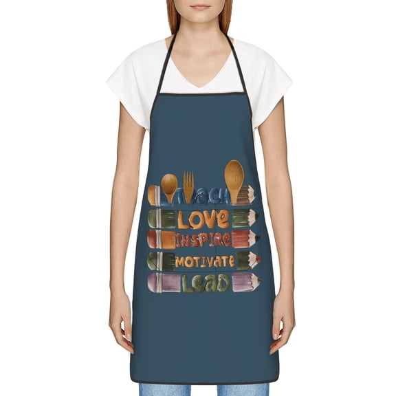 Teach Love Inspire Motivate Lead Apron,Black History Month Gift for Black Women,Waterproof Chef Apron with Pocket,Inspirational Gift for Kitchen Cooking BBQ,Melanin Gifts
