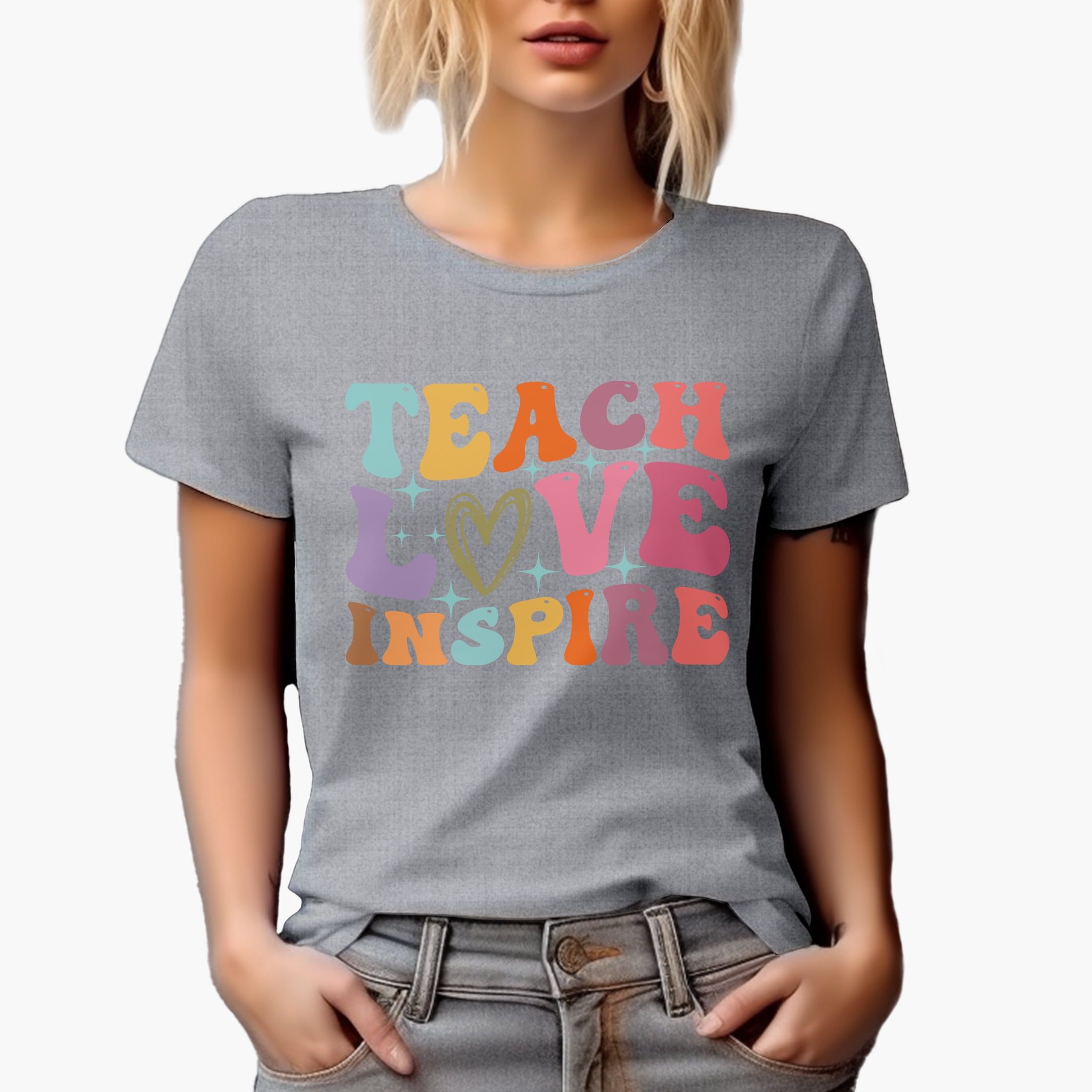 Teach, Love, Inspire, School, Back-To-School or Teaching Themed, Groovy ...