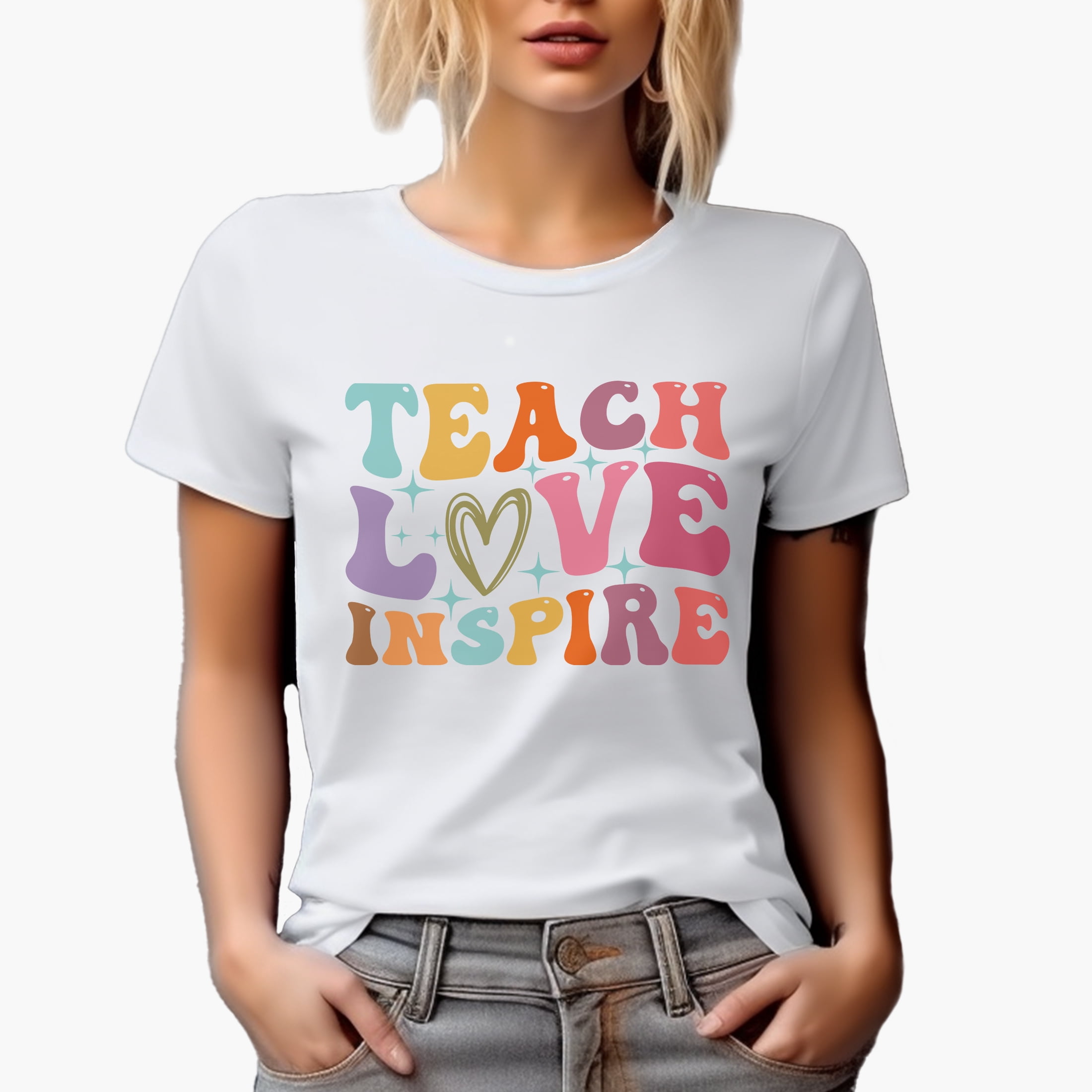 Teach, Love, Inspire, School, Back-To-School or Teaching Themed, Groovy ...