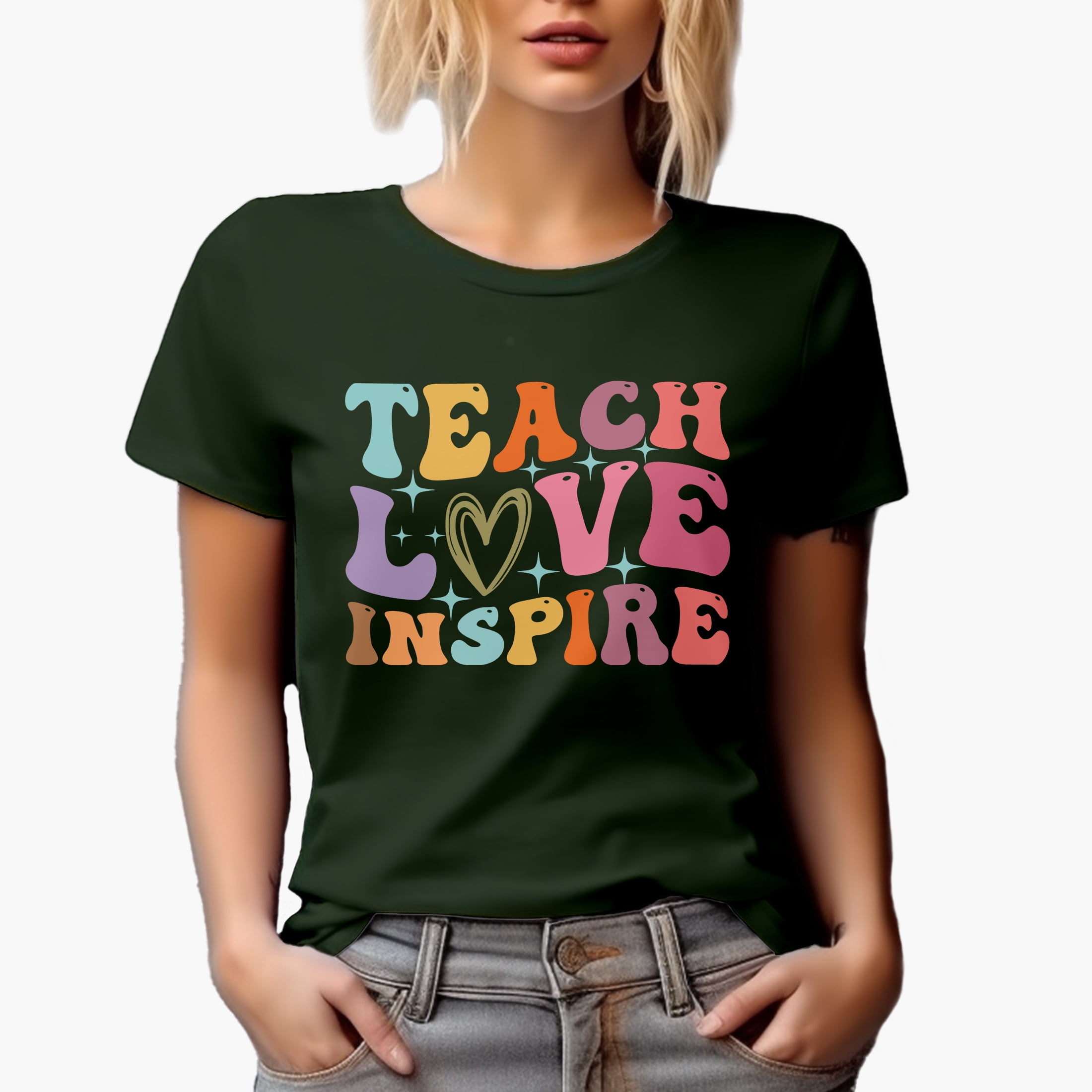 Teach, Love, Inspire, School Teacher or Teaching Themed, Groovy Retro ...