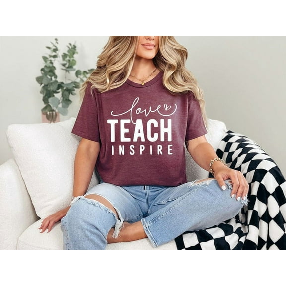 Teach Love Inspire Shirt, Cute Teacher Gift, Teacher Shirt, Elementary School Teacher Shirt, Preschool Teacher, Learning Shirt All Size S-5Xl