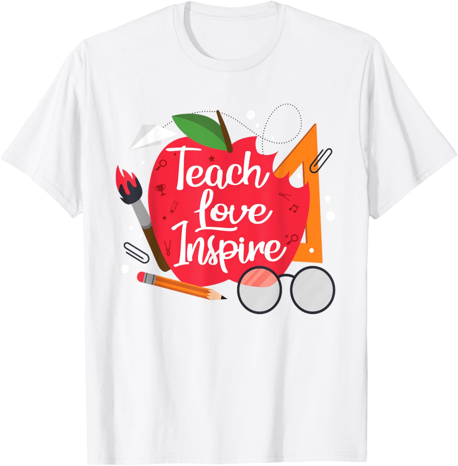 ALLTB Women's Teacher Life Graphic Tee - 'Teach Love Inspire' T-Shirt, Dark Grey, XX-Large - View #2