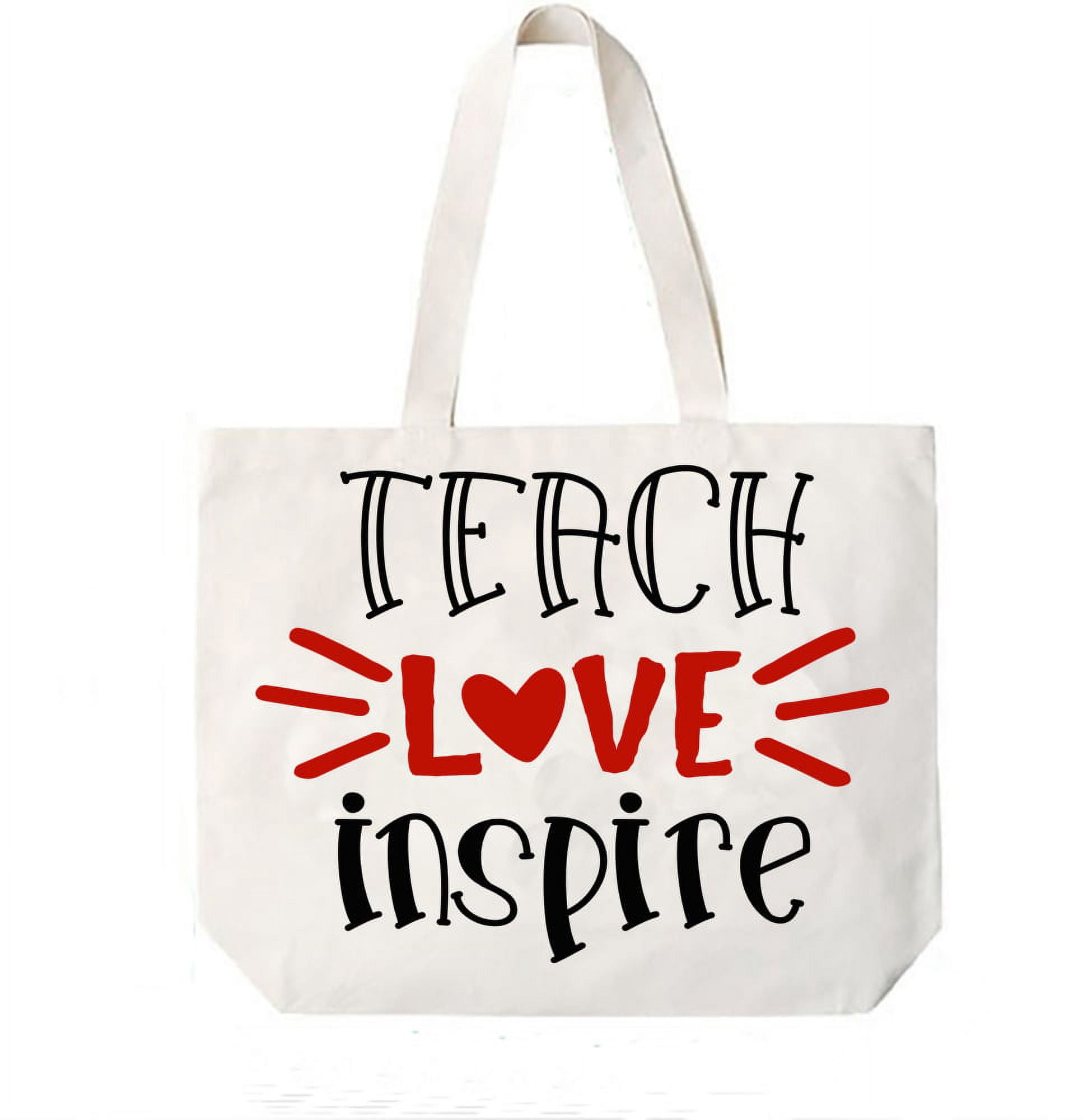 Teach Love Inspire Teacher Canvas Tote Book Bag Teacher Appreciation ...