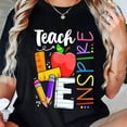 thumbnail image 1 of Teach Love Inspire Teacher T-Shirt, 100% Cotton Colorful School Apple Pencil Graphic Tee, Unisex Short Sleeve Crew Neck Educator Shirt, Back to School Teacher Appreciation Gift, 1 of 8