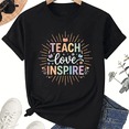 thumbnail image 1 of Teach Love Inspire Teacher T-Shirt, 100% Cotton Unisex Crew Neck Short Sleeve, 1 of 7