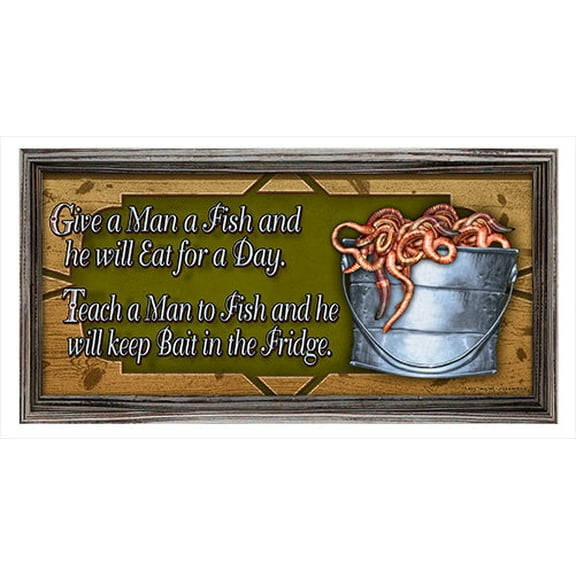Teach A Man To Fish Novelty Sign | Indoor/Outdoor | Funny Home Décor for Garages, Living Rooms, Bedroom, Offices | SignMission personalized gift Wall Plaque Decoration