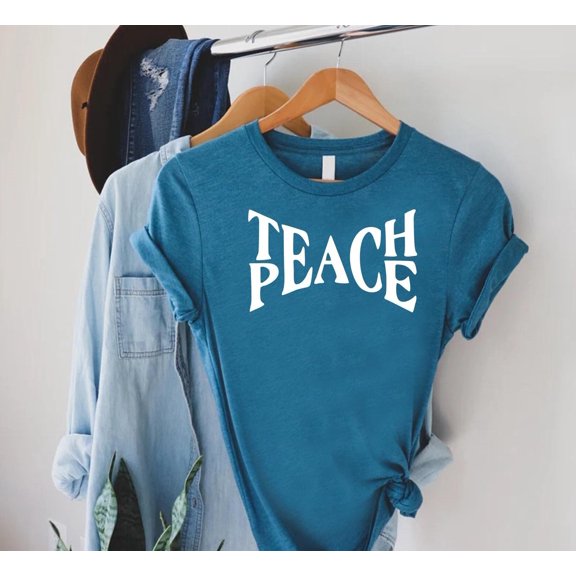 Teach Peace T Shirt, Teacher, Women Teacher Shirt, Back To School Gift, First Day of School, Teacher Appreciation, Cute Teacher Tee Sweatshirt All Size S-5XL