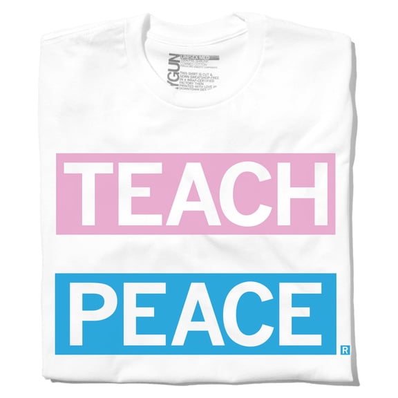 Teach Peace Trans Flag Graphic Tee TShirt Gift
