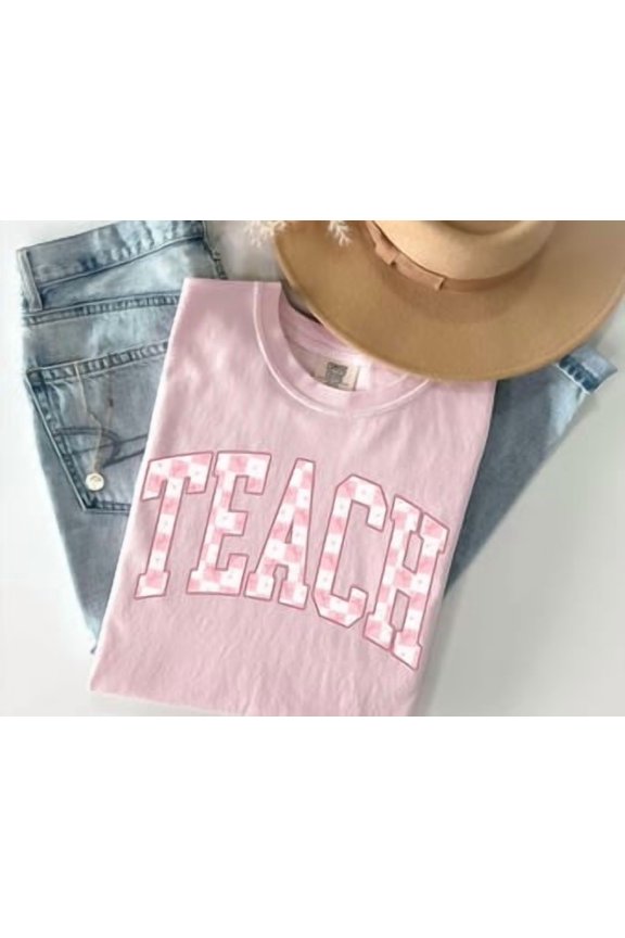 Teach Shirt Retro Teacher Shirt Teacher Bow Shirt Checkered Teach Shirt Cute Teacher Shirt Teacher Appreciation Gift T Shirt All Size S-3XL
