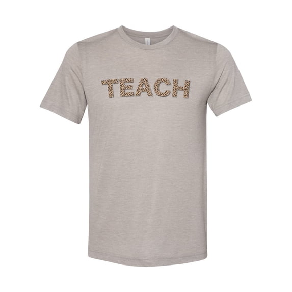 "Teach, Teacher Shirt, Gift For Teacher, Unisex Fit, Teaching Shirt, Inspirational Tee, Leopard Print, Leopard Teacher Shirt, School Tee, Heather Stone, MEDIUM"