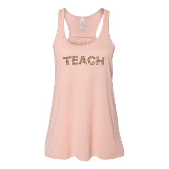 "Teach, Teacher Tank Top, Teacher Racerback, Gift For Teacher, Women's Racerback, Soft Bella Tank, School Tank Top, Back To School, Gym Tank, Peach, MEDIUM"