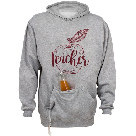 Teacher Apple Beer Holder Tailgate Hoodie Sweatshirt Unisex Large Oxford