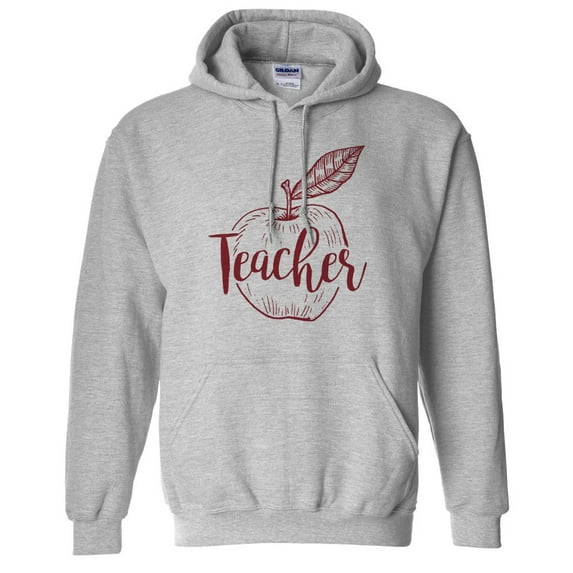 Teacher Apple Hoodie Sweatshirt Unisex 2X-Large Grey