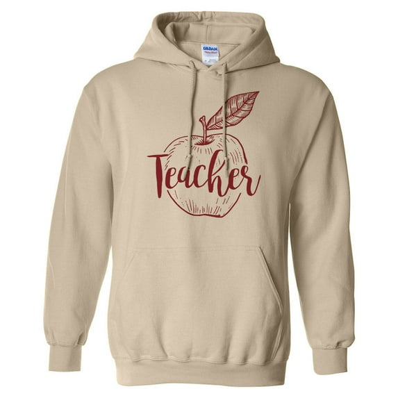 Teacher Apple Hoodie Sweatshirt Unisex Small Sand