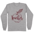 thumbnail image 1 of Teacher Apple Long Sleeve Shirt Unisex 2X-Large Grey, 1 of 5