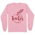 thumbnail image 1 of Teacher Apple Long Sleeve Shirt Unisex Medium Pink, 1 of 5